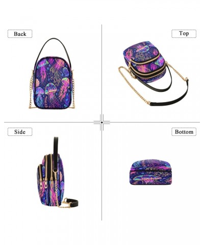 Quilted Crossbody Bags for Women,Colorful Jellyfish and Coral01 Women's Crossbody Handbags Small Travel Purses Phone Bag $8.8...