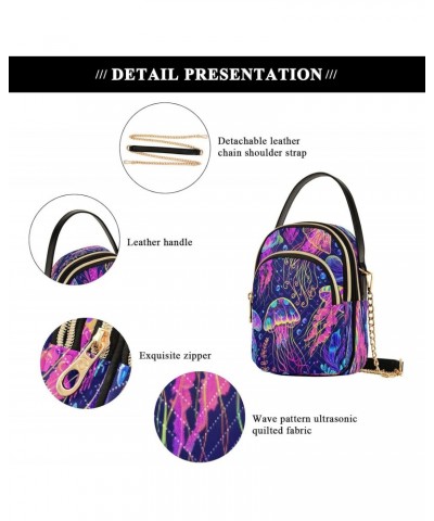 Quilted Crossbody Bags for Women,Colorful Jellyfish and Coral01 Women's Crossbody Handbags Small Travel Purses Phone Bag $8.8...