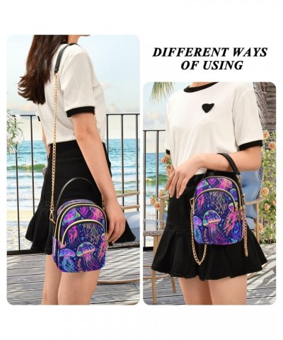 Quilted Crossbody Bags for Women,Colorful Jellyfish and Coral01 Women's Crossbody Handbags Small Travel Purses Phone Bag $8.8...