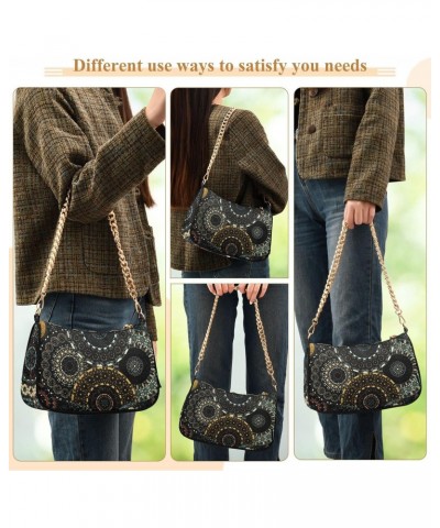 Mandala Shoulder Bag for Women Fabric Crescent Handbag with Zipper Chain Clutch Purses for Travel Party Concert Teen Girls $1...