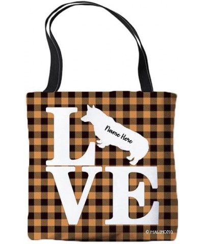 Dog Personalized Tote Bag Pembroke Welsh Corgi Silhouette Puppy Pink Lattice Bag Orange $9.35 Travel Gear