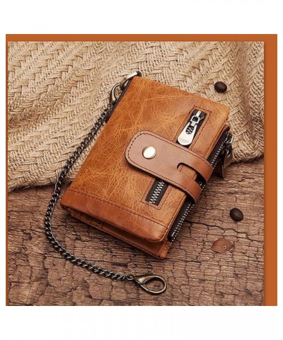 Men's Wallet Wallet Men's Tri-Fold Leather Men's Wallet Large Capacity Coin Bag Card Holder Card Bag Wallet (Color : Brown, S...