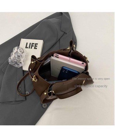 Retro Tote Bag For Women European And American Fashion Crossbody Bag High-End Shoulder Portable Bucket Bag For Women Coffee $...