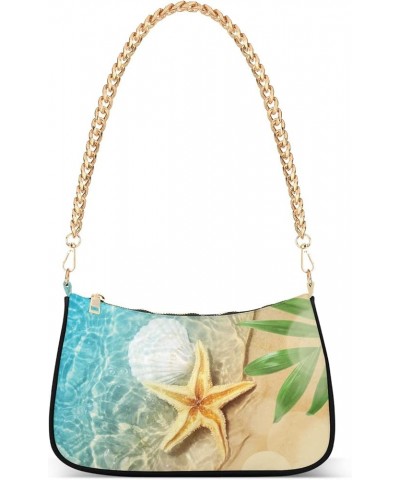 Cute Cows Blue Women's Shoulder Handbag Mini Purse Cool Starfish Beach Summer $14.40 Shoulder Bags