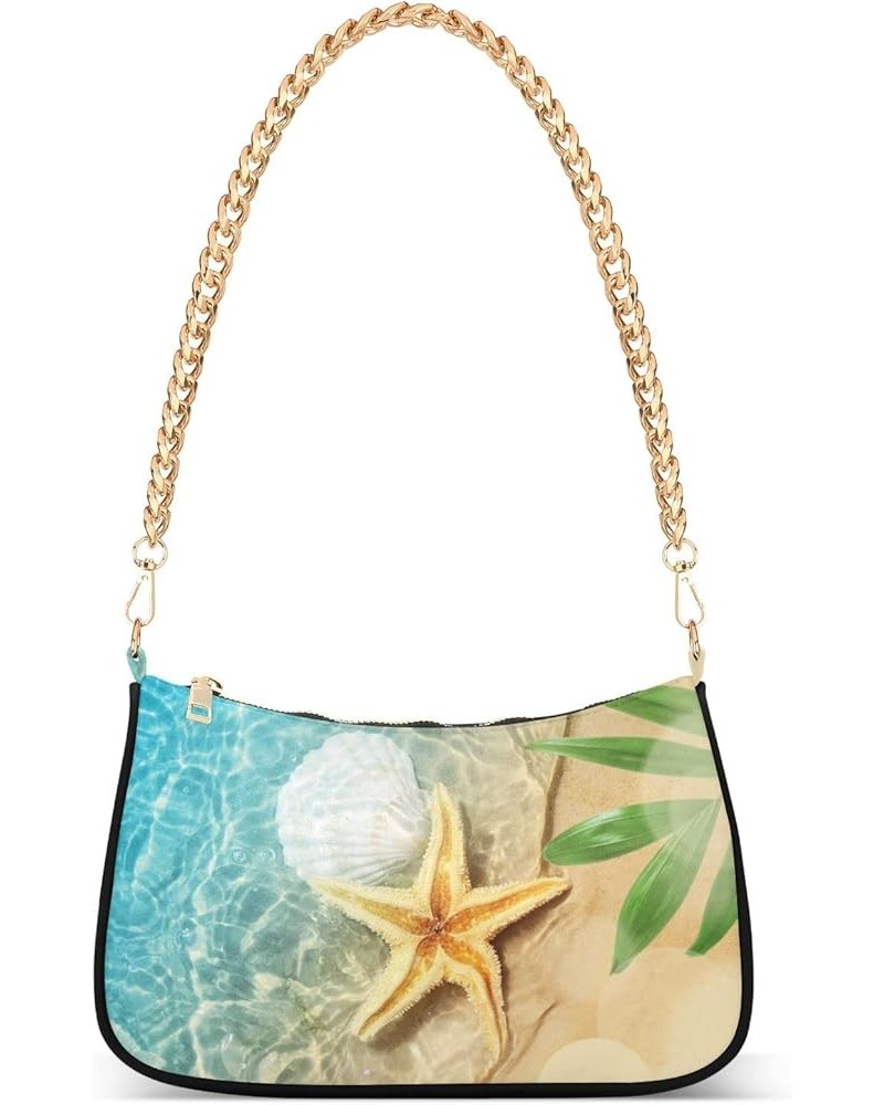 Cute Cows Blue Women's Shoulder Handbag Mini Purse Cool Starfish Beach Summer $14.40 Shoulder Bags