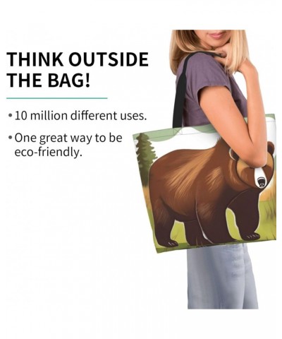 Brown Bear Walking Women'S Shoulder Shopping Bag, Suitable For Daily Travel Shopping, Handbag Items Storage $16.00 Shoulder Bags