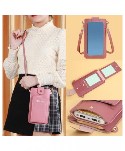 Small Crossbody Cell Phone Purse for Women Fashion Artificial Leather Solid Color Hasp Transparent Phone Bag $6.85 Shoulder Bags