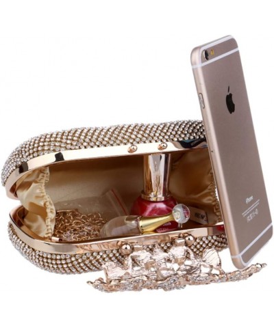 Party Evening Bag Women Clutches Purse Chain Wallet Handbag Elegant Crystal Gold $34.00 Evening Bags