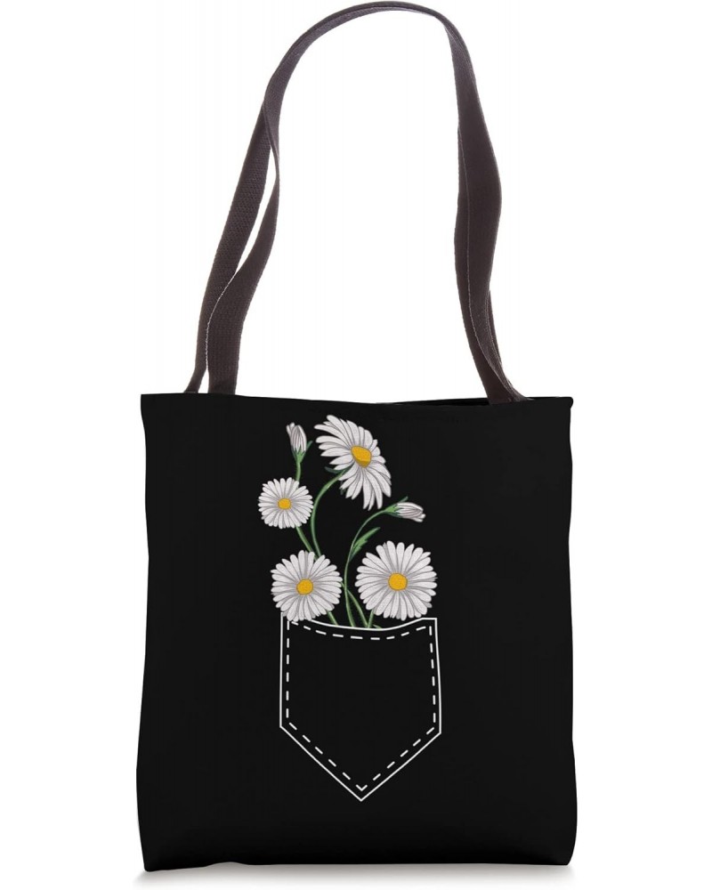 Daisies in Pocket Tee Chamomile & Marguerites Bouquet Floral Tote Bag $9.65 Totes