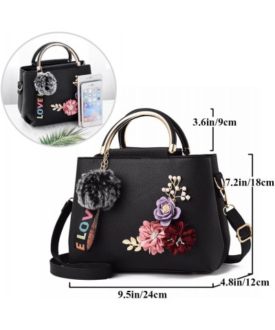 Women Purse Top Handle Handbags PU Leather 3D Floral Inlay Satchel Bag Shoulder Crossbody Bags Ladise Medium Tote Bag Khaki $...