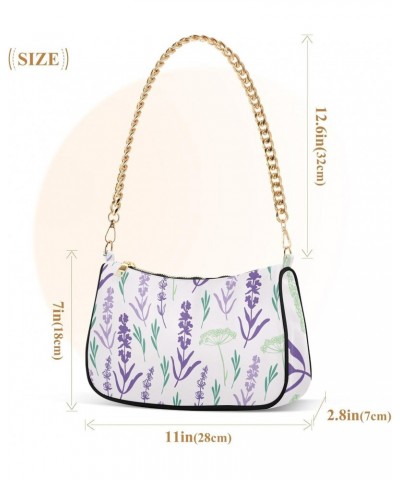 Hand Draw Lavender Flower Shoulder Bags for Women Small Handbags Mini Clutch Purse $17.99 Shoulder Bags