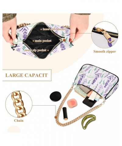 Hand Draw Lavender Flower Shoulder Bags for Women Small Handbags Mini Clutch Purse $17.99 Shoulder Bags