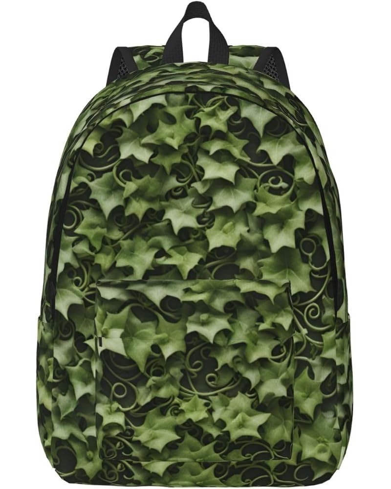 Floral Swirls Ivy Print Lightweight Travel Canvas Backpack Casual Daypack For Men Women Work, Sports, Beach Black Medium $21....