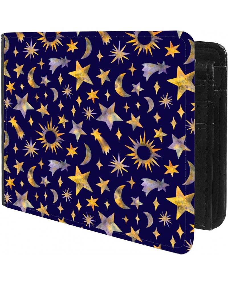 Unique Desige Pattern - Solar sun and star, Slim Front Pocket Wallet Billfold RFID Blocking $8.75 Wallets