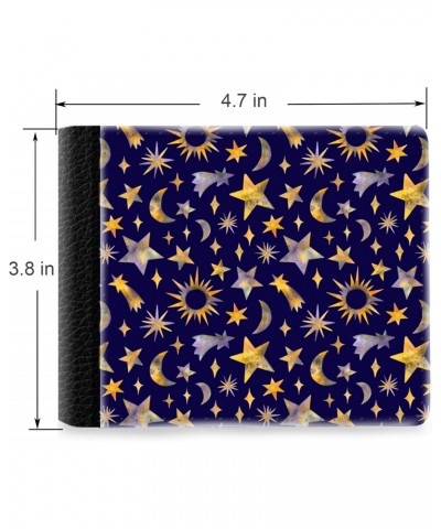 Unique Desige Pattern - Solar sun and star, Slim Front Pocket Wallet Billfold RFID Blocking $8.75 Wallets