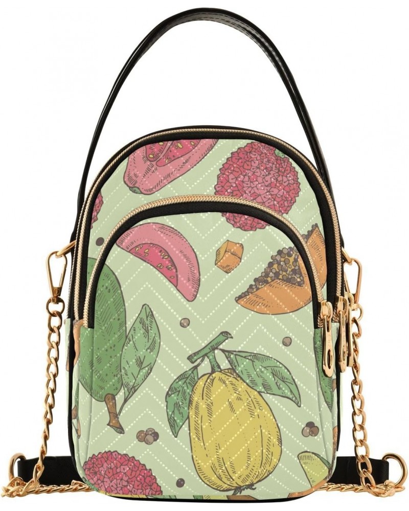 Avocado Guava Papaya Crossbody Bag for Women Cell Phone Purse Wallet with Removable Chain Shoulder Handbag for Travel Work Ph...