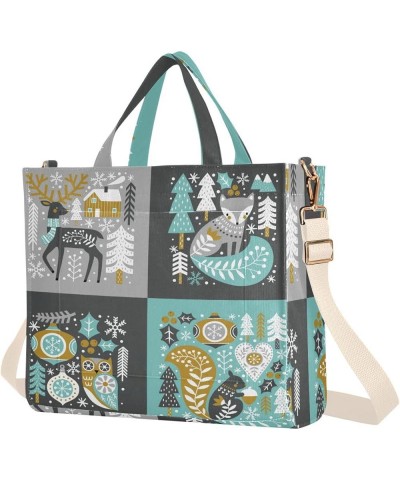 Christmas Lovely Woodland Animals Women's Tote Handbags Top Handle Satchel Shoulder Bag Crossbody Bag for Office Travel M $14...