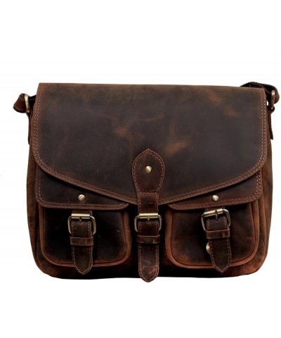 Women Vintage Style Genuine Leather Cross Body Shoulder Bag Ladies Satchel Saddle Bag Boho Purse Buffalo Brown $25.30 Totes