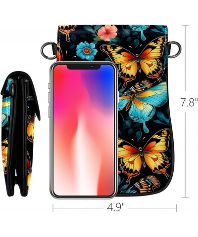 Classic PU Leather Phone Bag - Durable Cell Phone Wallet, Convenient Crossbody Purse Colorful Butterfly Blue Floral Multicolo...