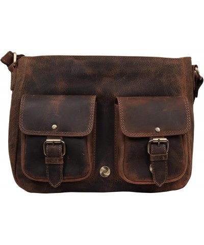 Women Vintage Style Genuine Leather Cross Body Shoulder Bag Ladies Satchel Saddle Bag Boho Purse Buffalo Brown $25.30 Totes