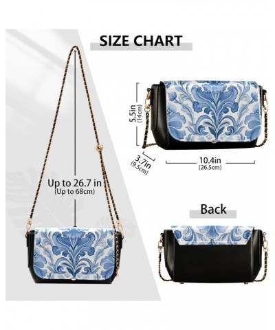 Damascus Flower Crossbody Bag for Women Girls,Leather Cross Body Purses Chain Strap Handbags Shoulder Bag $16.80 Crossbody Bags