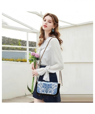 Damascus Flower Crossbody Bag for Women Girls,Leather Cross Body Purses Chain Strap Handbags Shoulder Bag $16.80 Crossbody Bags