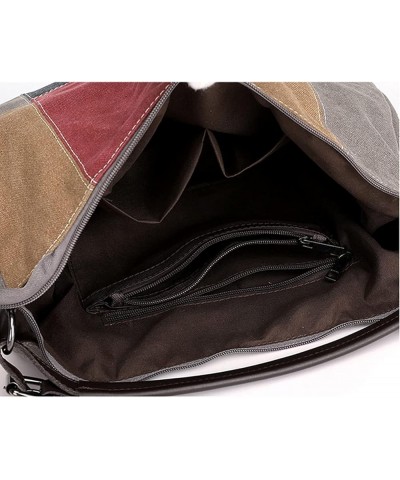 Contrast Color Canvas Shoulder Bag Ladies Fashion Handbag Large Capacity Crossbody Bag Shopping Tote Bag Brown Multicolor $33...