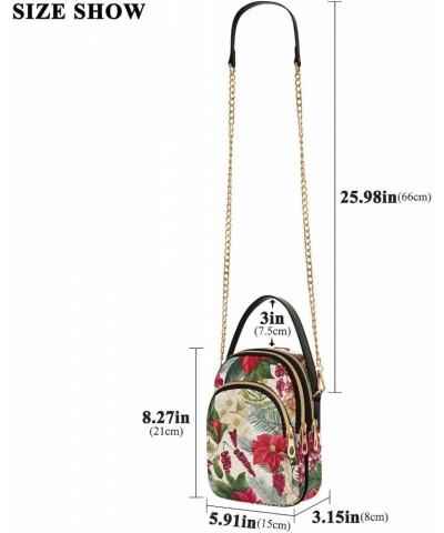 Christmas Flowers Crossbody Bags for Women Chain Crossbody Flight Bag Cell Phone Wallet Bags with Chain Strap for Everyday Us...