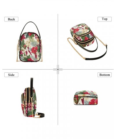 Christmas Flowers Crossbody Bags for Women Chain Crossbody Flight Bag Cell Phone Wallet Bags with Chain Strap for Everyday Us...