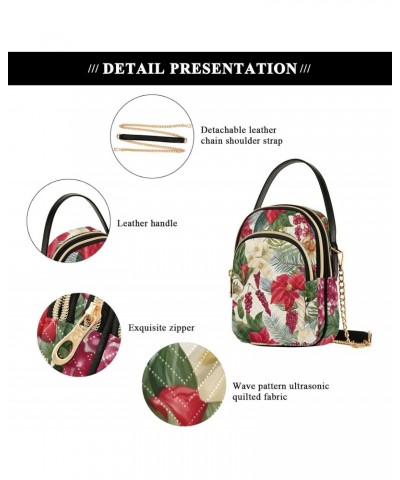 Christmas Flowers Crossbody Bags for Women Chain Crossbody Flight Bag Cell Phone Wallet Bags with Chain Strap for Everyday Us...