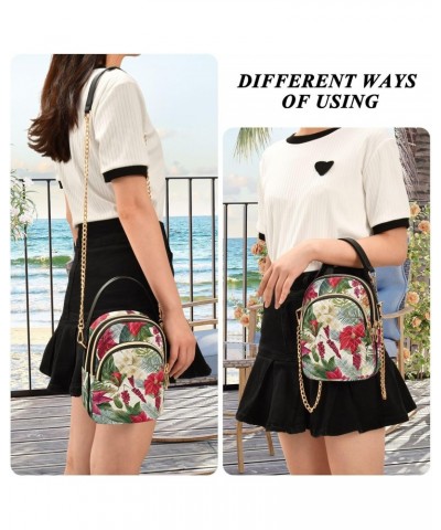 Christmas Flowers Crossbody Bags for Women Chain Crossbody Flight Bag Cell Phone Wallet Bags with Chain Strap for Everyday Us...