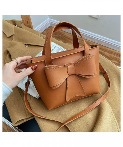 Trendy Bowknot Top Handle Crossbody Bags for Women Simple Personality Retro Satchel Handbag Shoulder Bag Totes Brown $13.76 T...