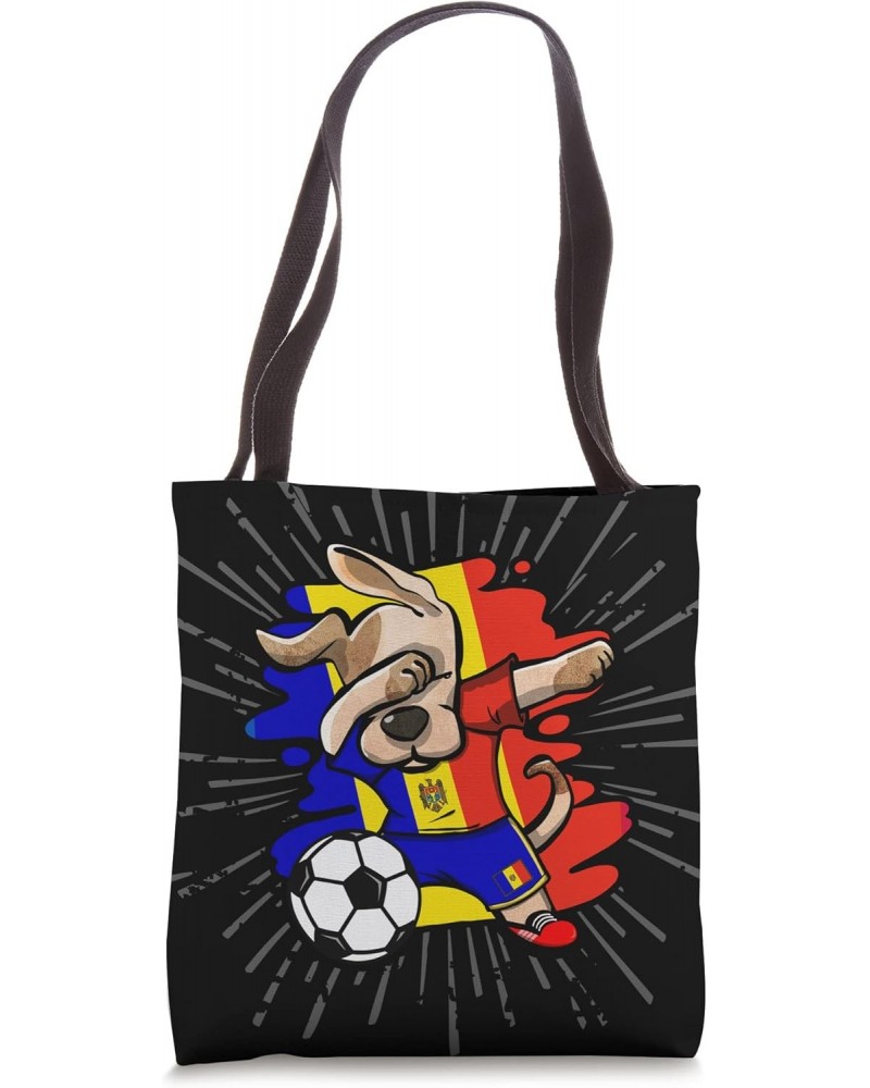 Dabbing Dog Moldova Soccer Fans Jersey Moldovan Football Tote Bag $9.78 Totes