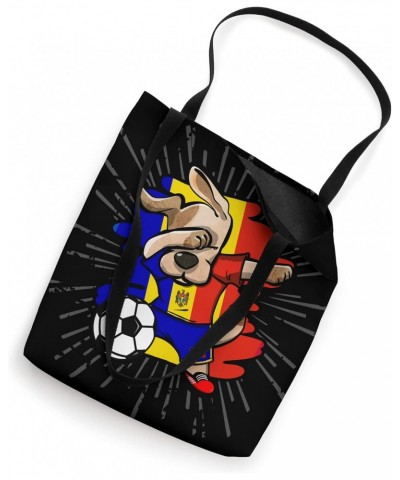 Dabbing Dog Moldova Soccer Fans Jersey Moldovan Football Tote Bag $9.78 Totes