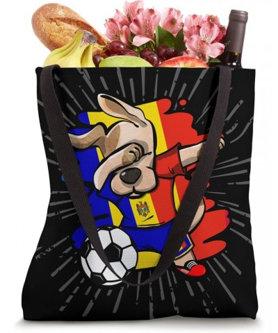 Dabbing Dog Moldova Soccer Fans Jersey Moldovan Football Tote Bag $9.78 Totes