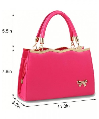 Handbags for Women PU Leather Purse Elegant Top Handle Satchel Shoulder Tote Bags with Bow-knot Light Blue Pink $29.86 Totes