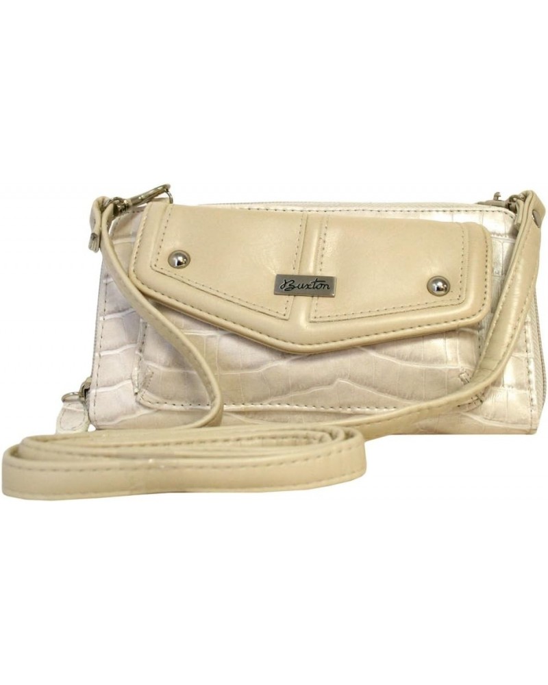 Bone Beige Croco Remix String Along Cross Body Wallet $13.02 Wallets