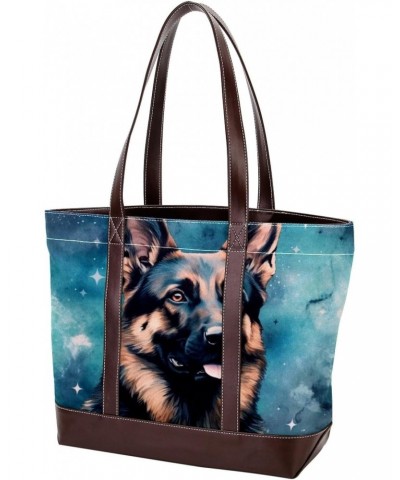 Collie Canvas Leather Mix Hand-held Tote Bag, 13.3x4.7x12.2 in - Stylish Carryall with Durable Materials $26.39 Totes