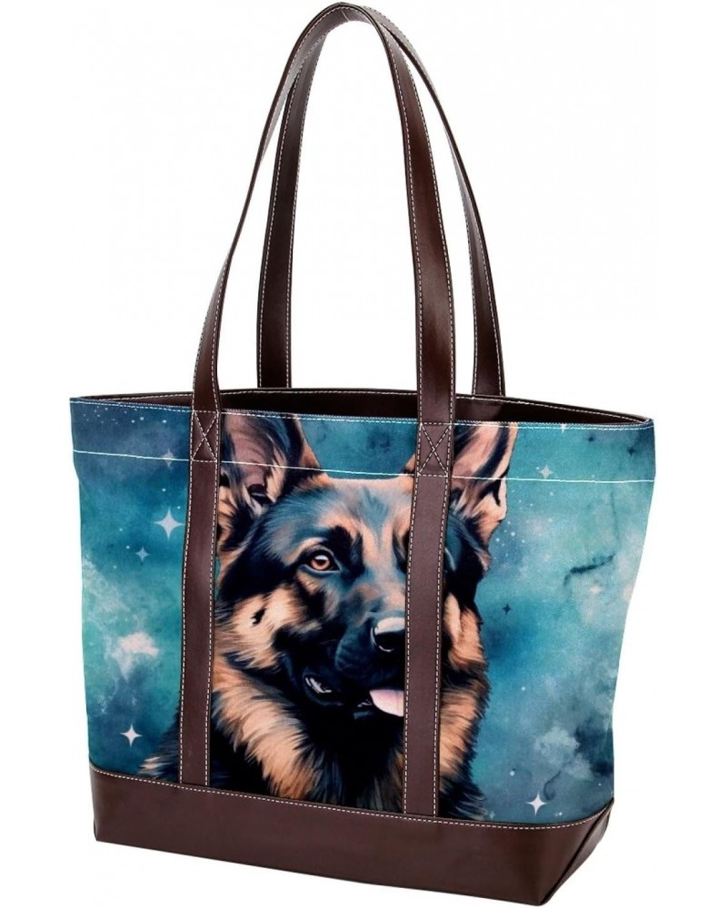 Collie Canvas Leather Mix Hand-held Tote Bag, 13.3x4.7x12.2 in - Stylish Carryall with Durable Materials $26.39 Totes