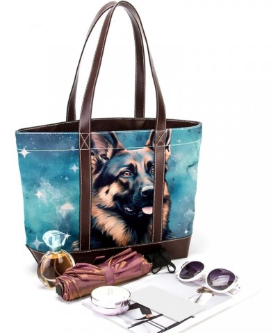 Collie Canvas Leather Mix Hand-held Tote Bag, 13.3x4.7x12.2 in - Stylish Carryall with Durable Materials $26.39 Totes