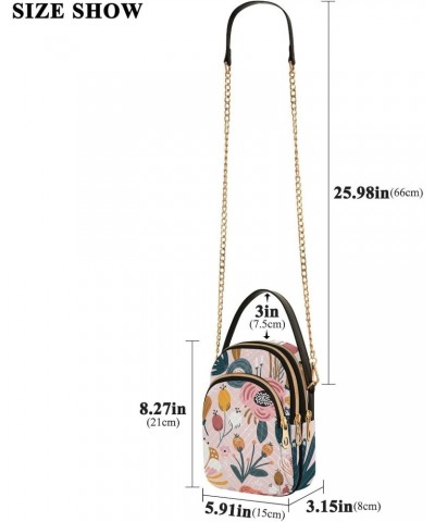 Colorful Flowers Floral on Pink Womens Sling Backpack Crossbody Chain Shoulder Bags Waist Packs Multipurpose Handbags for Tra...