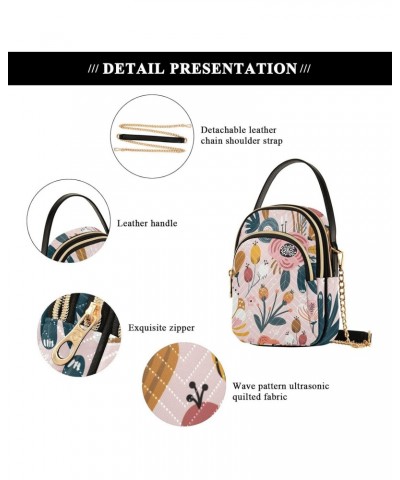 Colorful Flowers Floral on Pink Womens Sling Backpack Crossbody Chain Shoulder Bags Waist Packs Multipurpose Handbags for Tra...