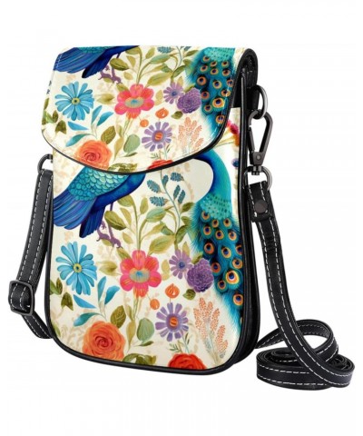 Crossbody Bags for Women,Crossbody Bag Men,Small Sling Bag,Floral Peacock,Crossbody Purse $12.88 Crossbody Bags