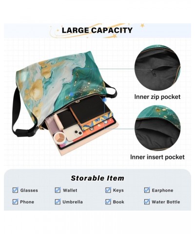 Marble Green Gold Crossbody Bag for Women Men with Adjustable Strap PU Leather Shoulder Hobo Purse Bag 20849724 $19.13 Should...