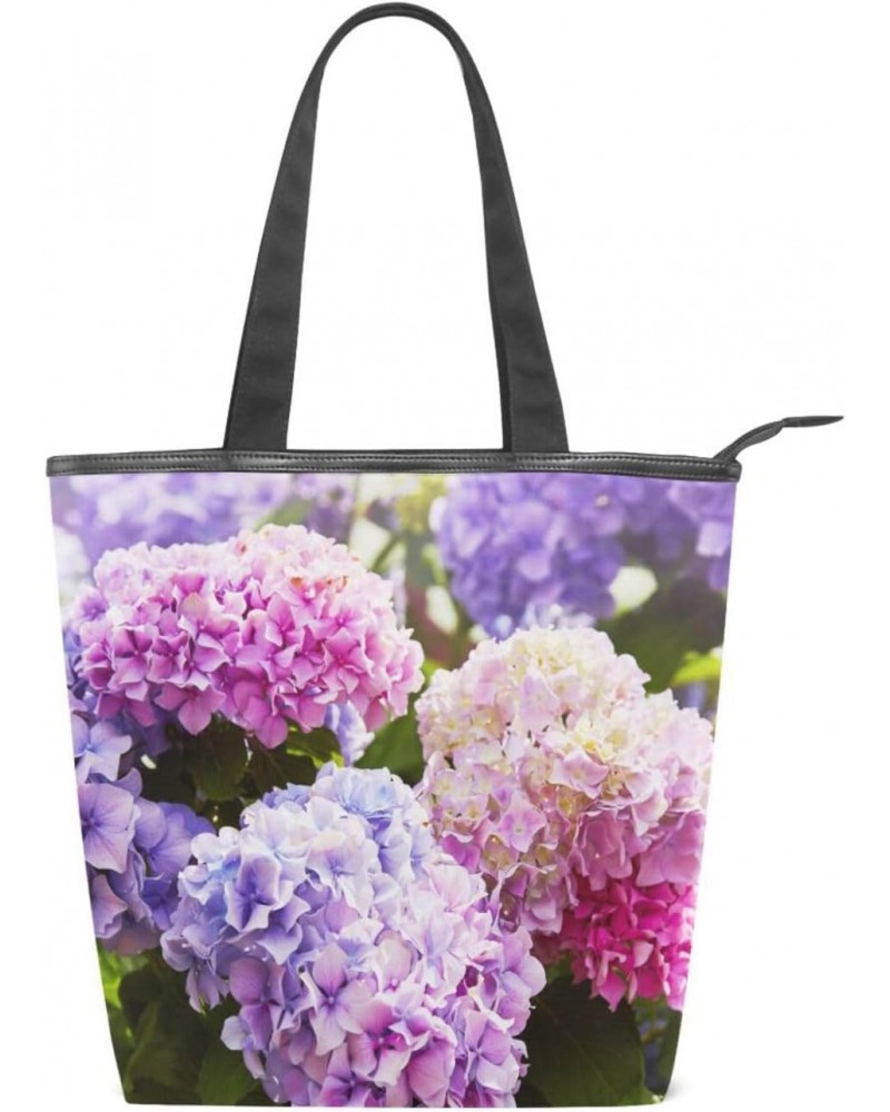 Tote Bag Spring Summer Pink Hydrangea Flower Canvas Zippered Tote Handbag for Women with 2 Interior Pockets $9.20 Totes