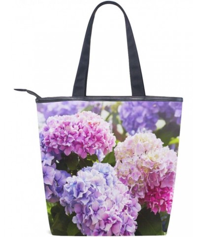 Tote Bag Spring Summer Pink Hydrangea Flower Canvas Zippered Tote Handbag for Women with 2 Interior Pockets $9.20 Totes