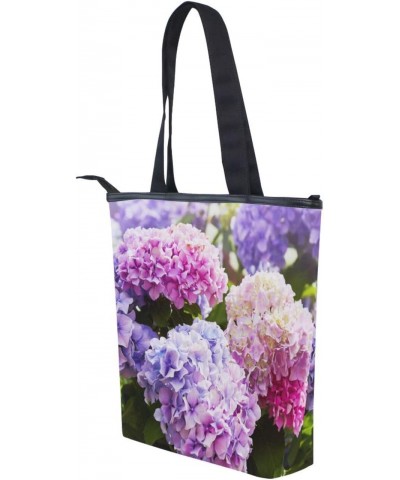 Tote Bag Spring Summer Pink Hydrangea Flower Canvas Zippered Tote Handbag for Women with 2 Interior Pockets $9.20 Totes