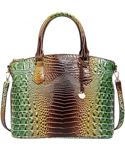 Crocodile Leather Top Handle Bag Fashion Tote Hobo Handbags Crossbody Satchel Bags for Women Shoulder Bag Purse Green-brown $...