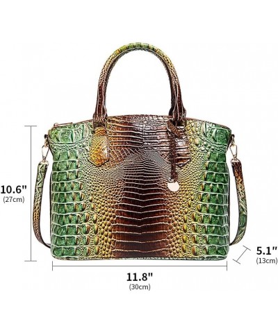 Crocodile Leather Top Handle Bag Fashion Tote Hobo Handbags Crossbody Satchel Bags for Women Shoulder Bag Purse Green-brown $...