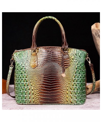 Crocodile Leather Top Handle Bag Fashion Tote Hobo Handbags Crossbody Satchel Bags for Women Shoulder Bag Purse Green-brown $...